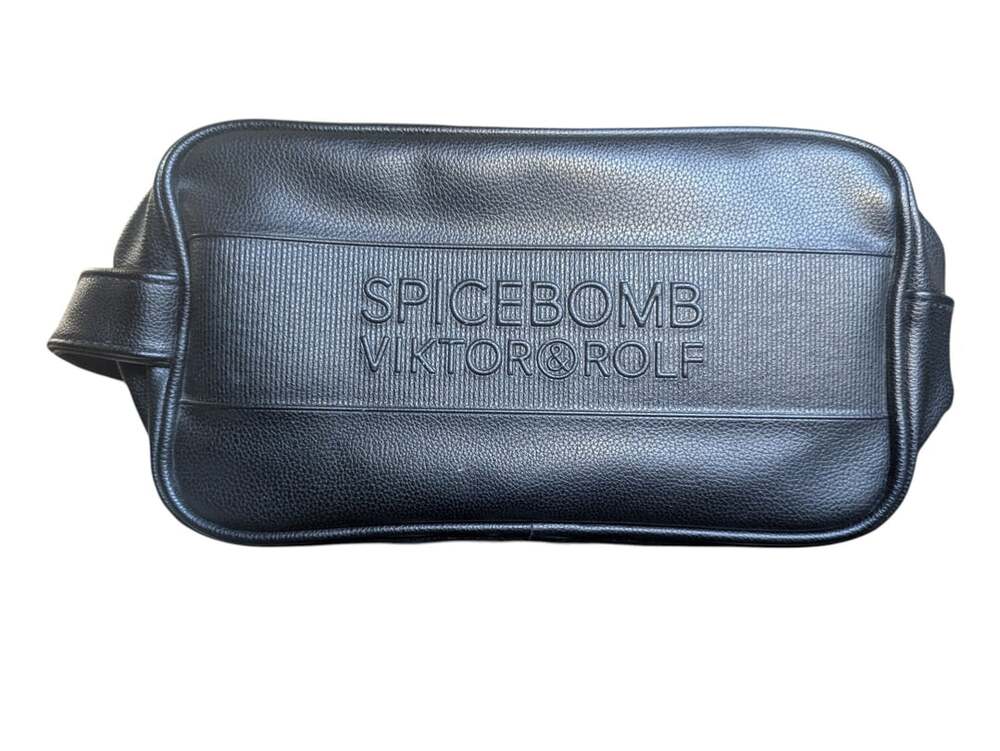 Viktor & Rolf Spicebomb Men's Black Faux Leather Toiletry Dopp Kit Bag